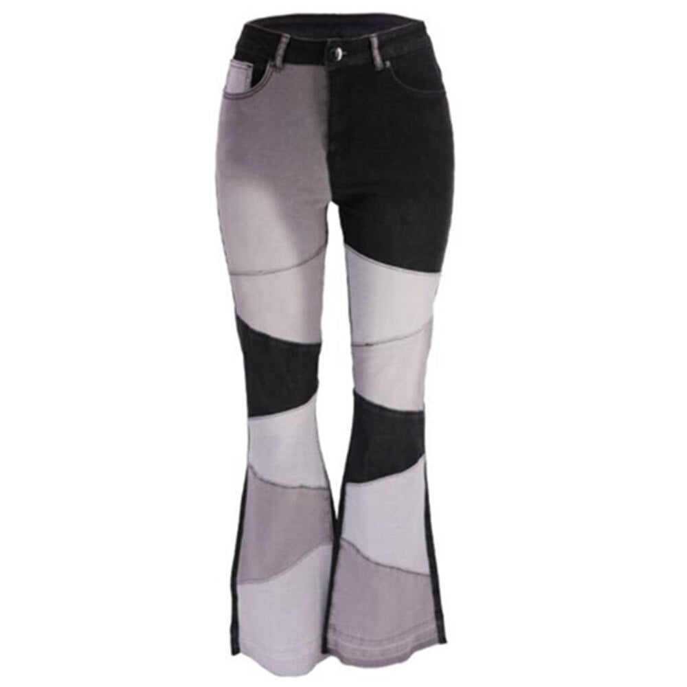 Color block flare patch Jeans