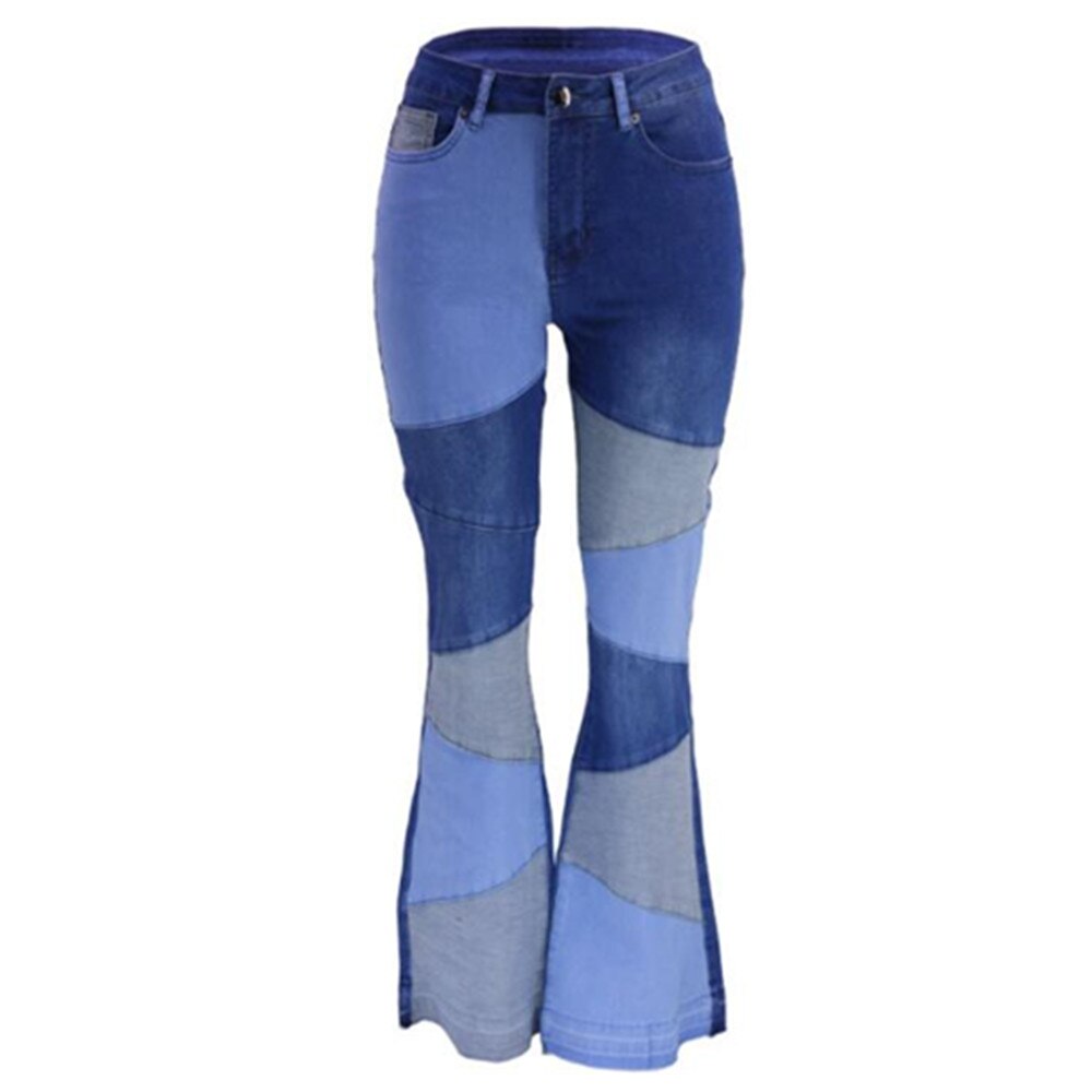 Color block flare patch Jeans