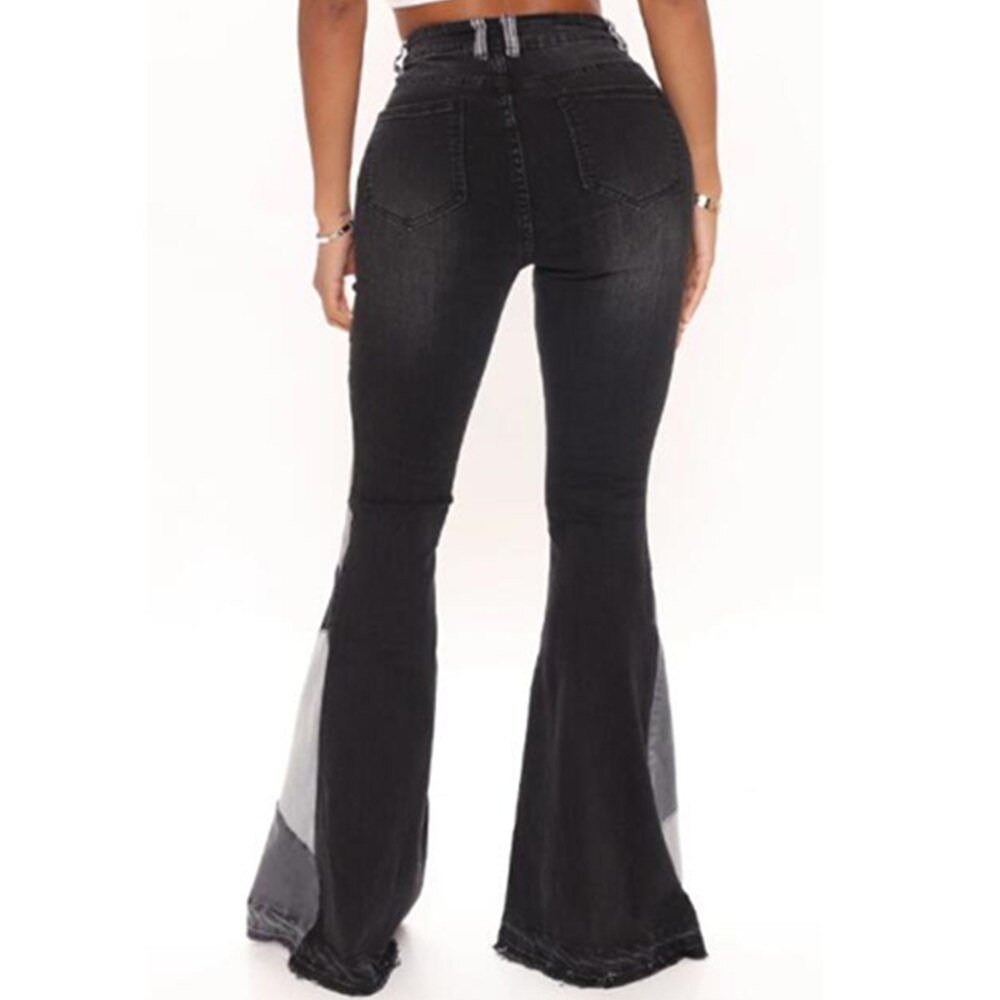 Color block flare patch Jeans