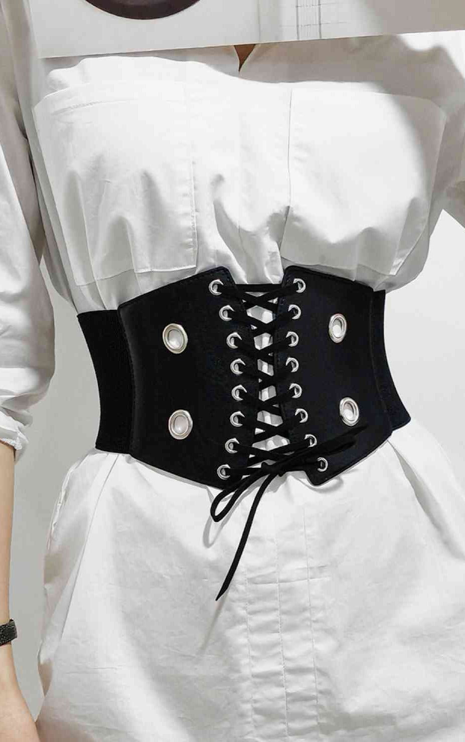 PU Leather Front Lace-Up Corset belt
